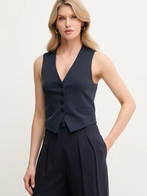 Patrizia Pepe kamizelka kolor granatowy jednorzędowa 2C1614 A582U