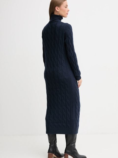 Tommy Hilfiger sukienka z dodatkiem wełny kolor granatowy maxi prosta WW0WW46429