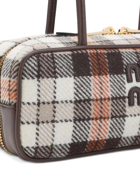 Miu Miu Miu Miu Beau Tartan Shoulder Bag - Brown