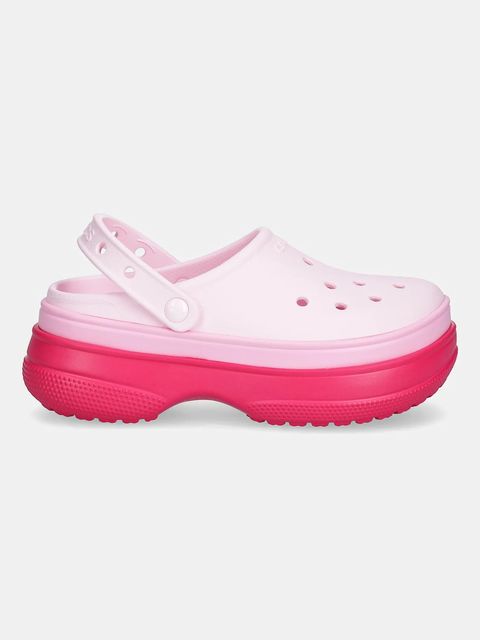 Crocs klapki Classic Stacked Clog damskie kolor różowy na platformie 211355 - zdjęcie produktu nr 2