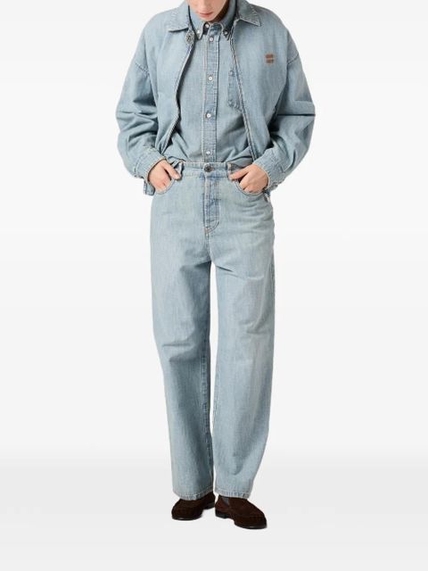 Miu Miu logo-embroidered shirt - Blue - zdjęcie produktu nr 2