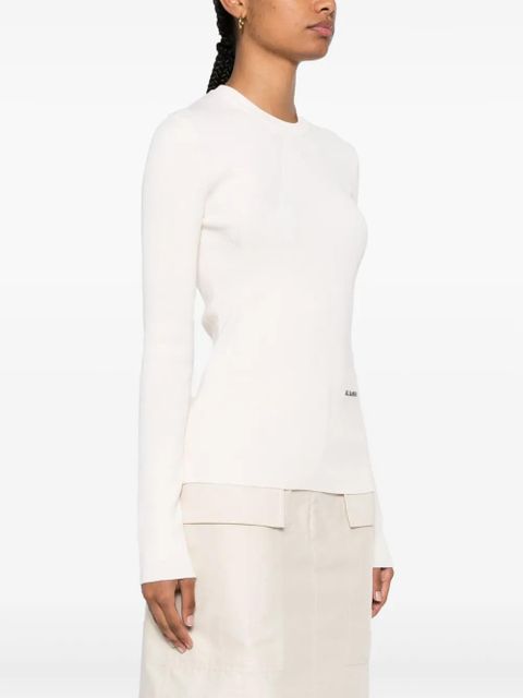 Jil Sander logo-patch ribbed-knit top - Neutrals - zdjęcie produktu nr 2