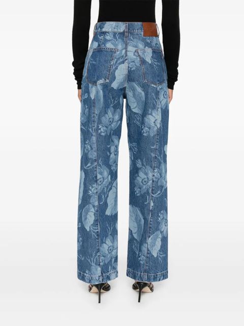 FENDI Sea Garden-print jeans - Blue