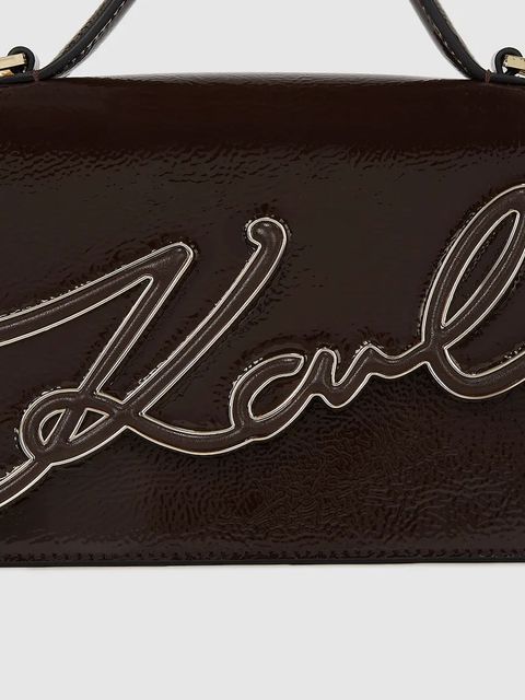 Karl Lagerfeld torebka skórzana K/SIGNATURE kolor bordowy A4W30033 - zdjęcie produktu nr 2