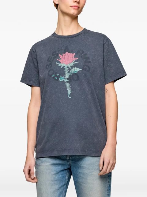 GANNI floral-print crew-neck T-shirt - Grey