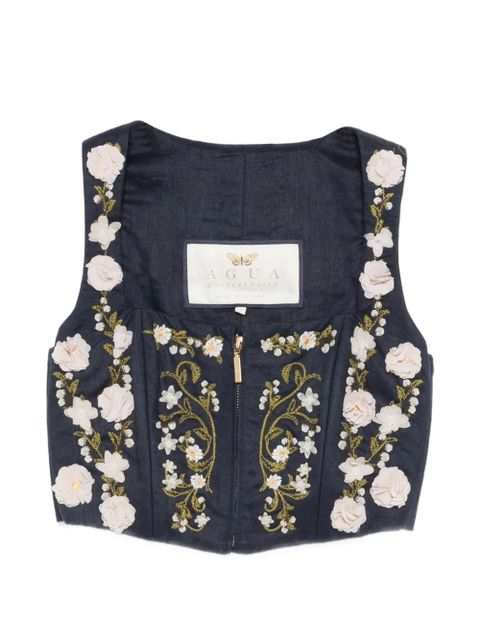 Agua By Agua Bendita floral-embellished top - Blue - zdjęcie produktu nr 1