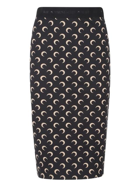 Marine Serre moon-print midi skirt - Black - zdjęcie produktu nr 1