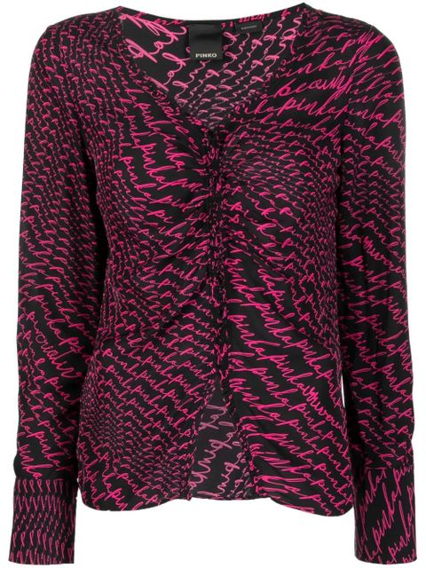 PINKO logo-print long-sleeve blouse - Black - zdjęcie produktu nr 1