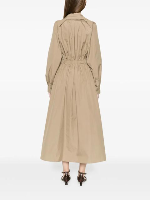 Max Mara Pedaggi drawstring V-neck midi dress - Neutrals
