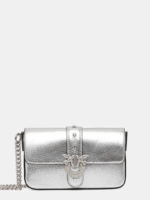Pinko torebka skórzana kolor srebrny 105353 A2WD - zdjęcie produktu nr 1