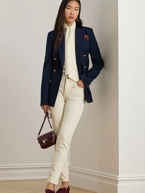 Lauren Ralph Lauren koszula damskie kolor beżowy regular z wiązanym dekoltem 200P14083