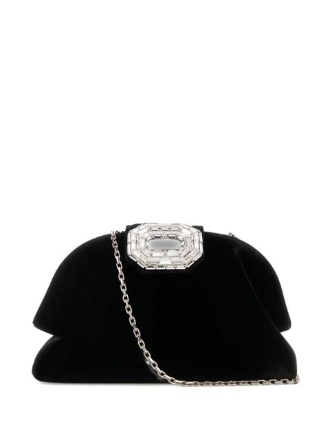 Amina Muaddi Camelia velvet clutch bag - Black - zdjęcie produktu nr 1