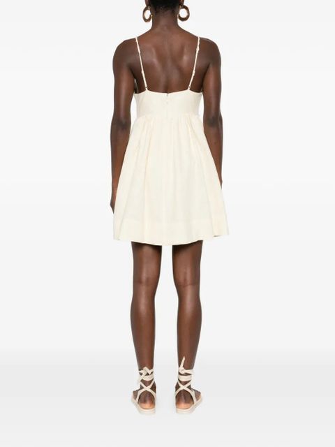 FARM Rio palm tree-embroidered mini dress - Neutrals