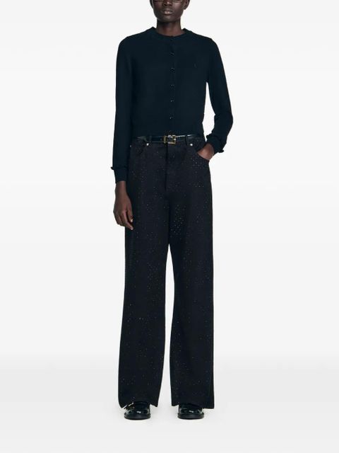 SANDRO ruffle-trim cardigan - Black