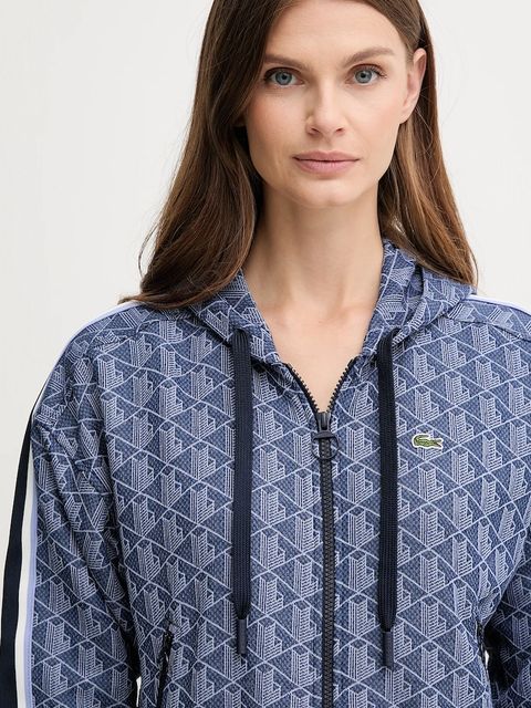 Lacoste bluza damska kolor granatowy z kapturem wzorzysta SF7606