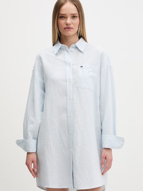 Tommy Jeans sukienka koszulowa z lnem - zdjęcie produktu nr 1