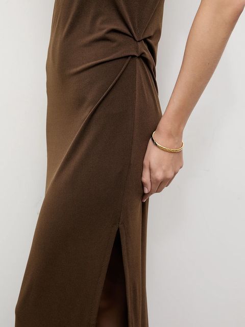 Answear.LAB sukienka kolor brązowy maxi prosta