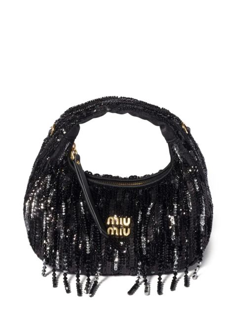 Miu Miu mini Wander sequin-embellishment tote bag - Black - zdjęcie produktu nr 1