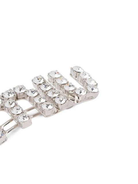 Miu Miu crystal-embellished logo hair clip - Silver
