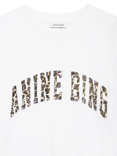 ANINE BING Walker leopard-print logo T-shirt - Neutrals