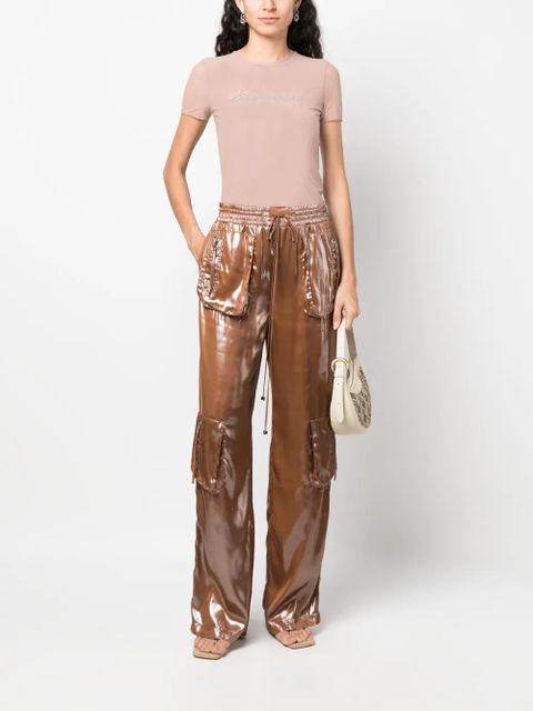 Blumarine logo-embellishment mesh T-shirt - Neutrals - zdjęcie produktu nr 2