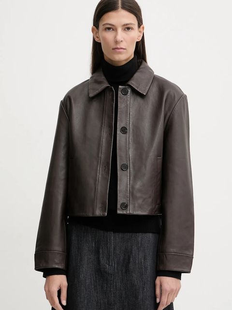 Marc O'Polo kurtka skórzana kolor brązowy przejściowa 510701073011 - zdjęcie produktu nr 1