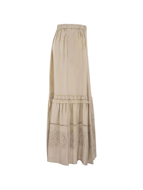 Weekend Max Mara lace-insert tiered skirt - Neutrals