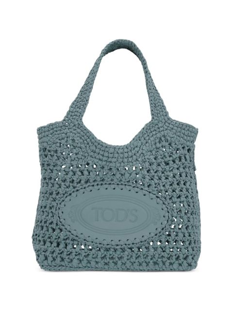 Tod's crochet-knit logo-patch tote bag - Blue - zdjęcie produktu nr 1