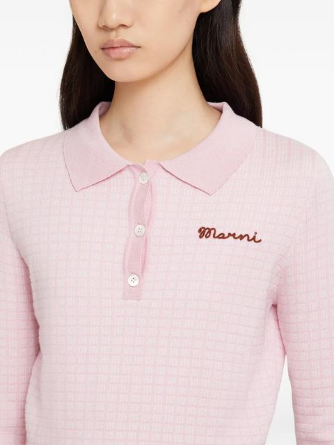 Marni jacquard embroidered polo shirt - Pink
