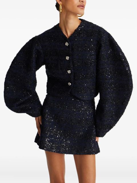 ROTATE BIRGER CHRISTENSEN sequin-embellished puff-sleeve jacket - Blue