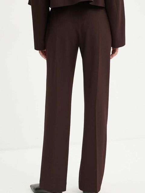 AERON spodnie damskie kolor brązowy proste high waist PFPA267511