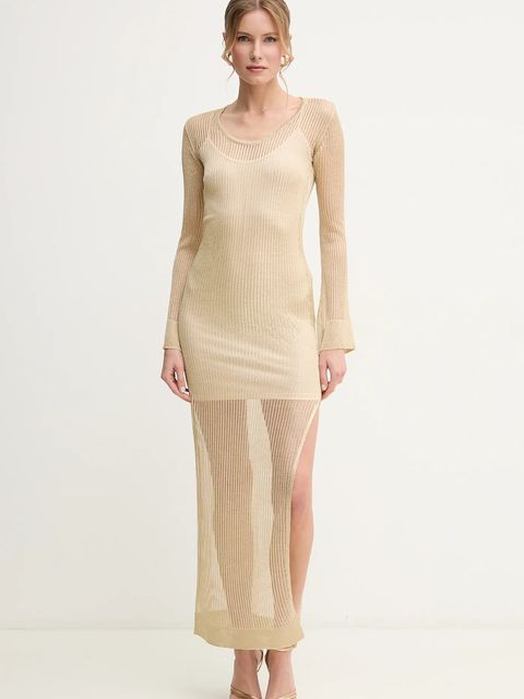 Simona Corsellini sukienka kolor złoty maxi dopasowana P25CPABO02