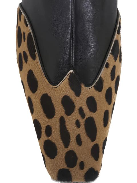 KHAITE 40mm Nevada hyena-print square toe boots - Black
