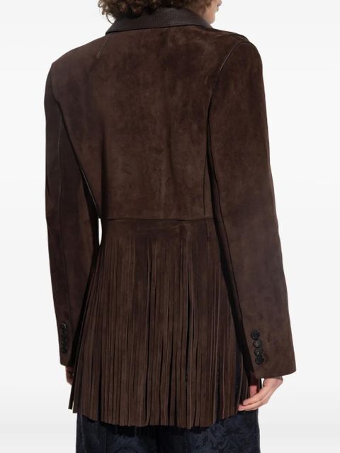 ETRO fringe-detail suede jacket - Brown