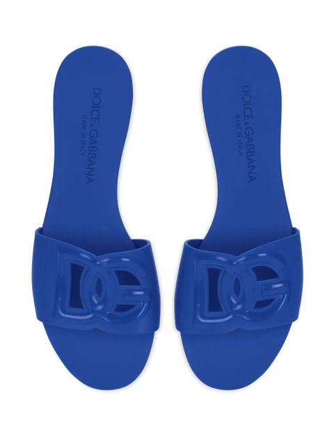 Dolce & Gabbana logo-lettering open-toe slides - Blue