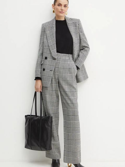 Luisa Spagnoli spodnie wełniane ODINETTE kolor czarny proste high waist 541405