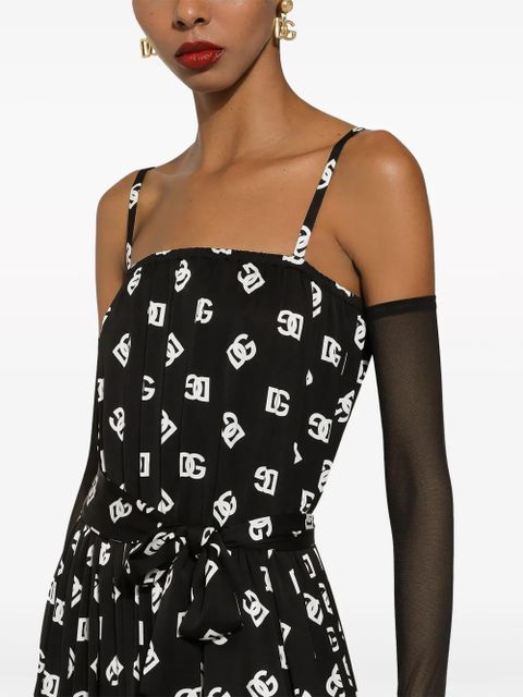 Dolce & Gabbana DG-print pleated dress - Black
