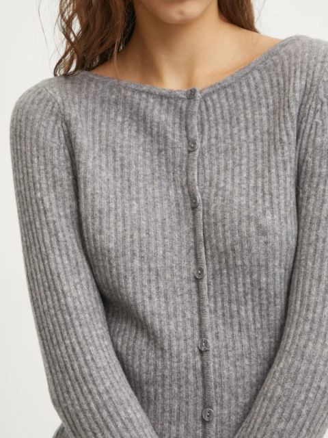 Abercrombie & Fitch sukienka wełniana kolor szary maxi dopasowana KI159-5053