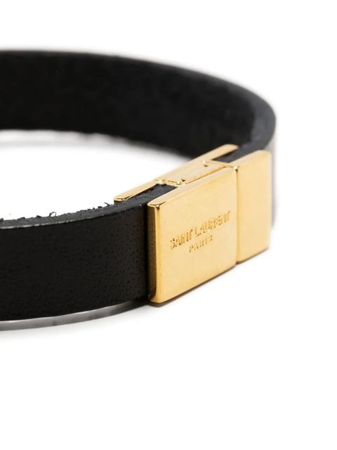 Saint Laurent YSL charm leather bracelet - Black