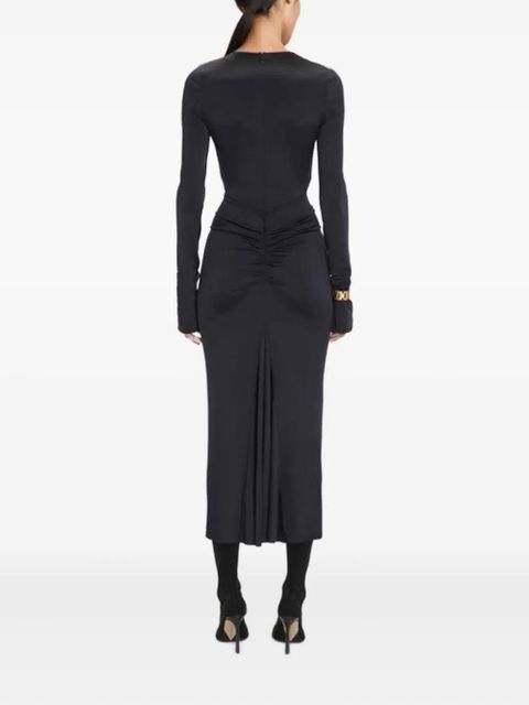 Victoria Beckham gathered long-sleeve midi dress - Black