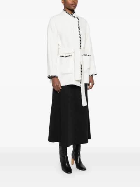 Maje braided-trim tied jacket - White