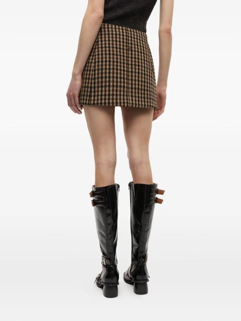 GANNI checked mini skirt - Neutrals