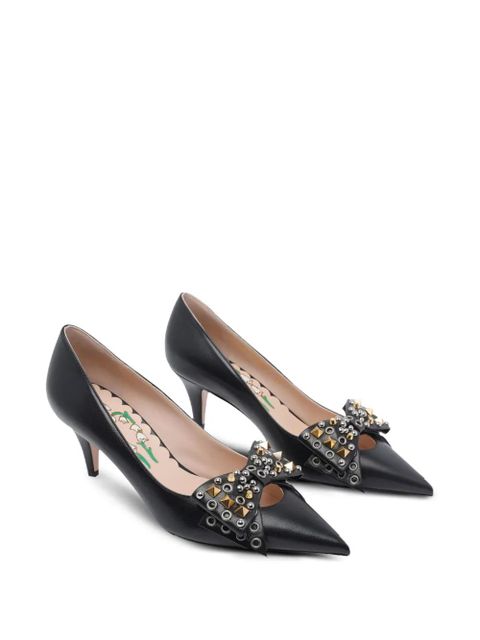Valentino Garavani 65mm studded-bow pumps - Black
