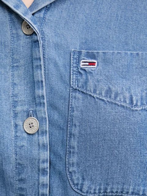 Tommy Jeans koszula damska kolor niebieski relaxed z kołnierzykiem klasycznym DW0DW20603
