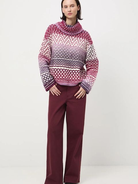 Medicine sweter z domieszką wełny damski kolor multicolor ciepły z golfem - zdjęcie produktu nr 2