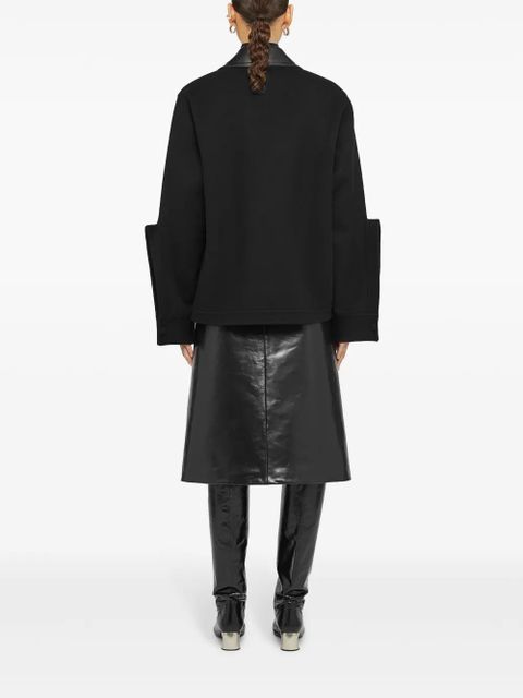 Jil Sander cutaway-collar wool shirt jacket - Black