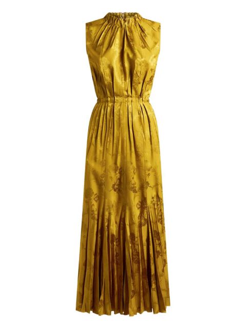 ETRO leaf-jacquard pleated dress - Yellow - zdjęcie produktu nr 1