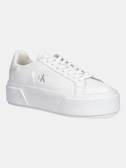 Calvin Klein sneakersy skórzane FLATFORM LACE UP LTH MG damskie kolor biały YW0YW01928 - zdjęcie produktu nr 1