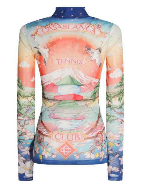 Casablanca graphic-print long-sleeve top - Blue