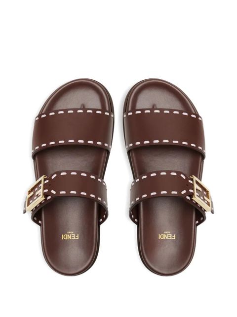 FENDI Feel buckle detail sandals - Brown